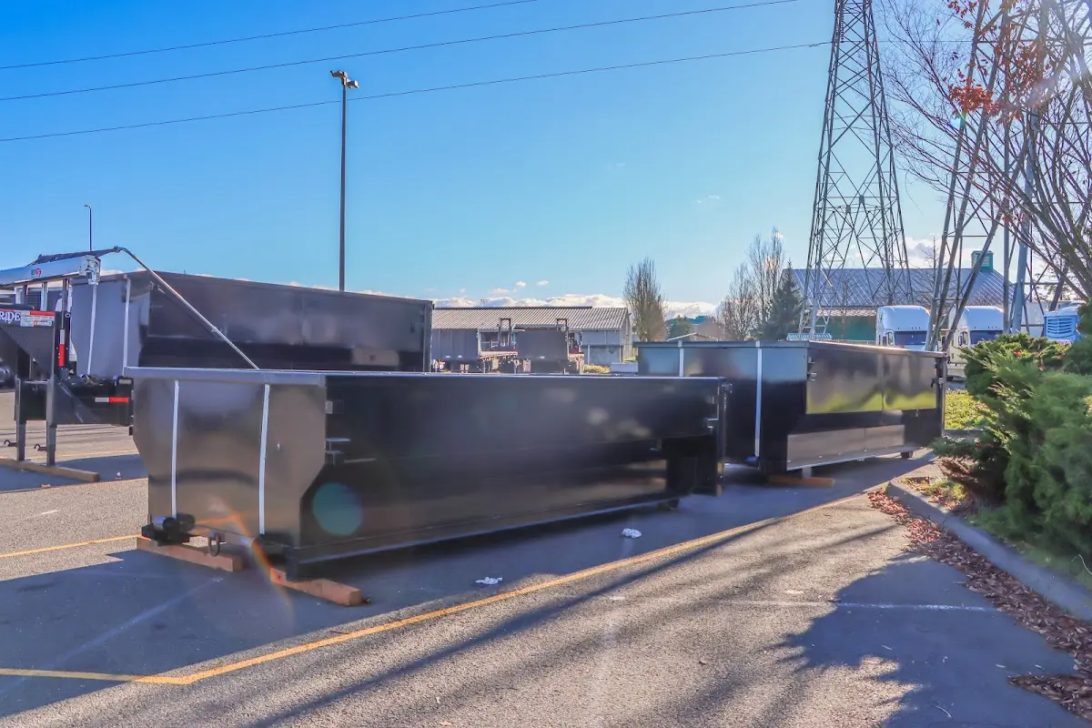 Roll-off dumpster ready for waste disposal at job site for 12 Yard Dumpster Rental in Accokeek